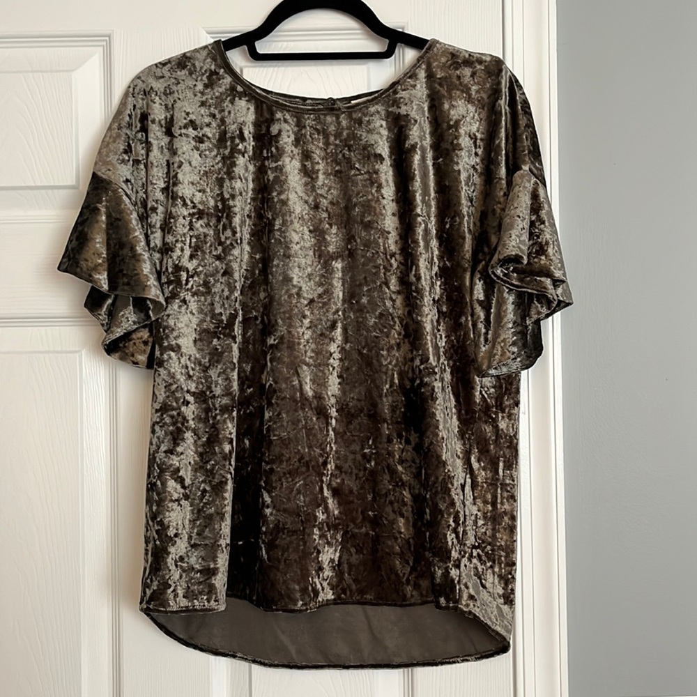 Olive Green Velvet Top